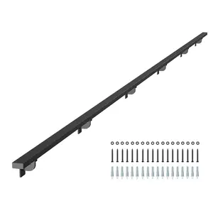 VEVOR Wall Mounted Stair Handrail, 15ft Black Aluminum Staircase Handrail Indoor, 250lbs Load Capacity, Industrial Railing Hand Rail for Steps, Square Tube for Loft Porch Deck, 6 Sections