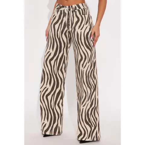 Wild Temptation Printed Wide Leg Jeans - Black/White