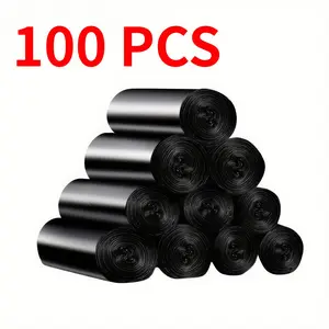 Heavy Duty Black Garbage Bags, 100 Count, Extra Thick Trash Bags, Large Size, Strong Plastic Waste Bags, Multipurpose for Kitchen, Office & Outdoor