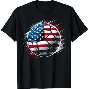 American Flag on Soccer Ball T-Shirt