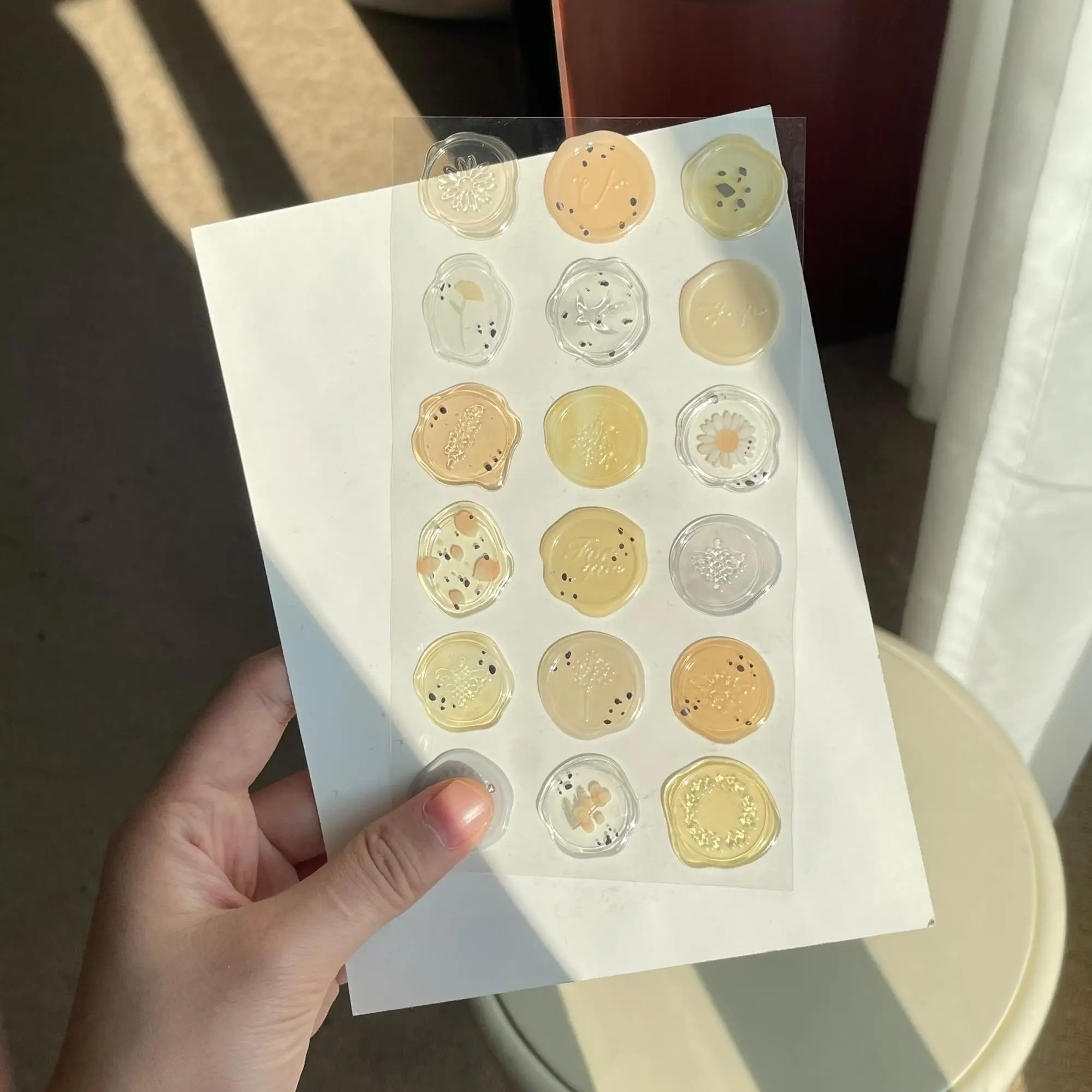 Plant Design Wax Seal Stamp Sticker (1 Sheet), Transparent Decorative Sticker, DIY Decorative Sticker For Scrapbooking, Journaling, Gift Wrapping, Chr