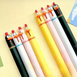 4pcs humor chicken form retractable gel pens, creative novelty push gel pens, suitable for school home office, fun and unique, cool stationery, Funny Teacher Pens