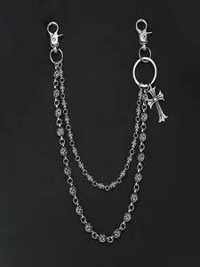 Vintage Dual-Layer Chain Wallet Punk Style Denim Pocket Men's Keychain Accessory, Durable and Fashionable Design, Perfect Gift Choice