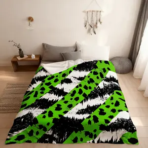 Cow Fur Print Kids Fitted Sheet Full Size,Leopard Cheetah Skin Texture Bedding Set,Girls Boys Adults Room Decor,Abstract Animals Fur Rustic Bed Cover,Green Bright Bed Sheet,2 Pillowcases