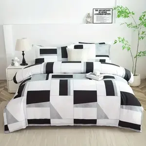 3-Piece Rectangular Plaid Bedding Set, Includes Duvet Cover and Two Pillowcases, Perfect for New Year, Valentine's Day, Mother's Day