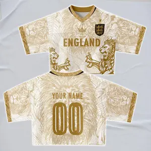 England Soccer Crop Top Jersey Custom Name Number Football Fan Tee