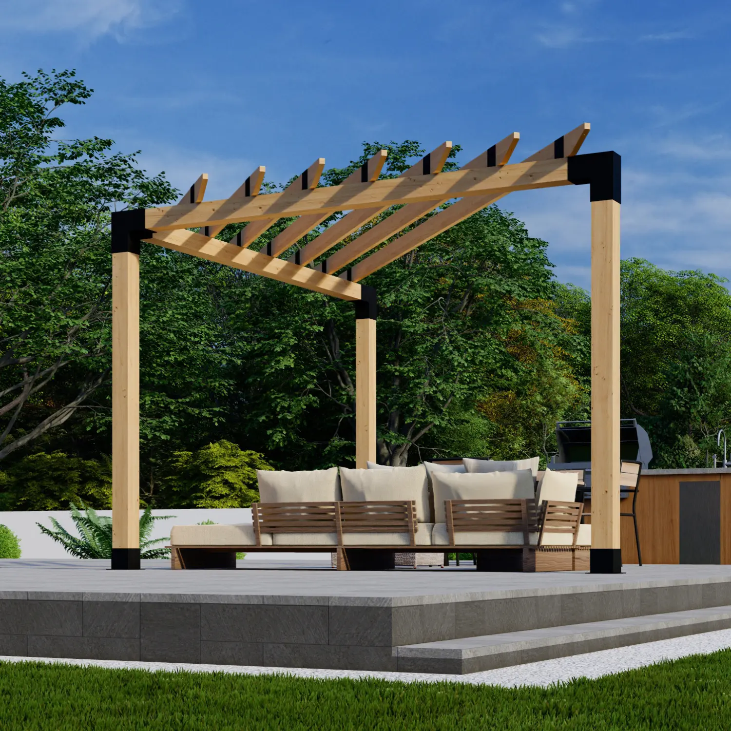 Kit for a Corner Pergola With 3 Sides
