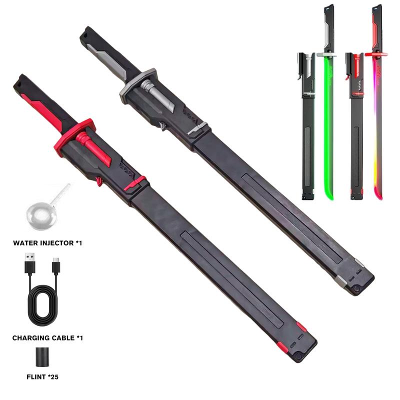 US In Stock DKD Cyberpunk SparkBlade 31.5" Lightsaber Toy with Sound & Fog Effects, 7-Color Streaming Lights, Type-C Rechargeable, Epic Cosplay & Display Prop, Perfect Valentine’s Day Gift for Him or Your Boyfriend