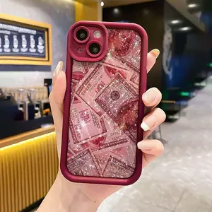 Money Pattern Phone Case, Glitter Phone Protective Cover, Phone Casing Accessory Compatible with iPhone 6 7 8 X 11 12 13 14 15 Pro Max, Protector, Protection, Smartphone