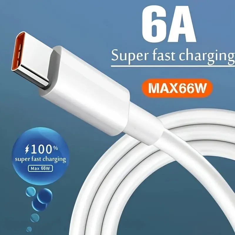 The 6A fast charging data cable adopts a thickened copper core to ensure a stable 6A high current output as solid as a rock, significantly reducing the charging time for efficient and fast charging Cellphone Smartphone portable..charger charger car