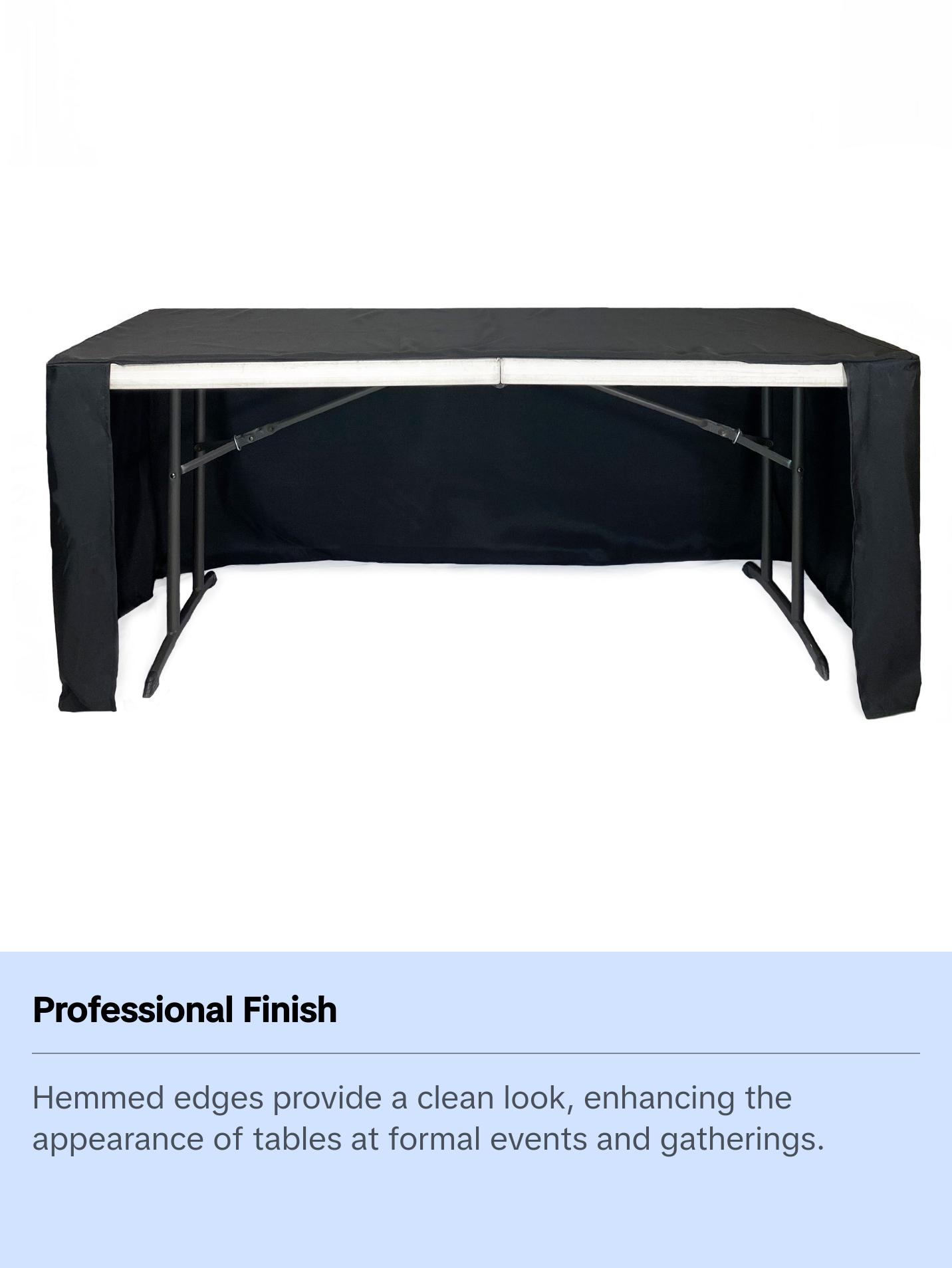 6 ft Fitted Slit Open Back Polyester Rectangular Tablecloth Black