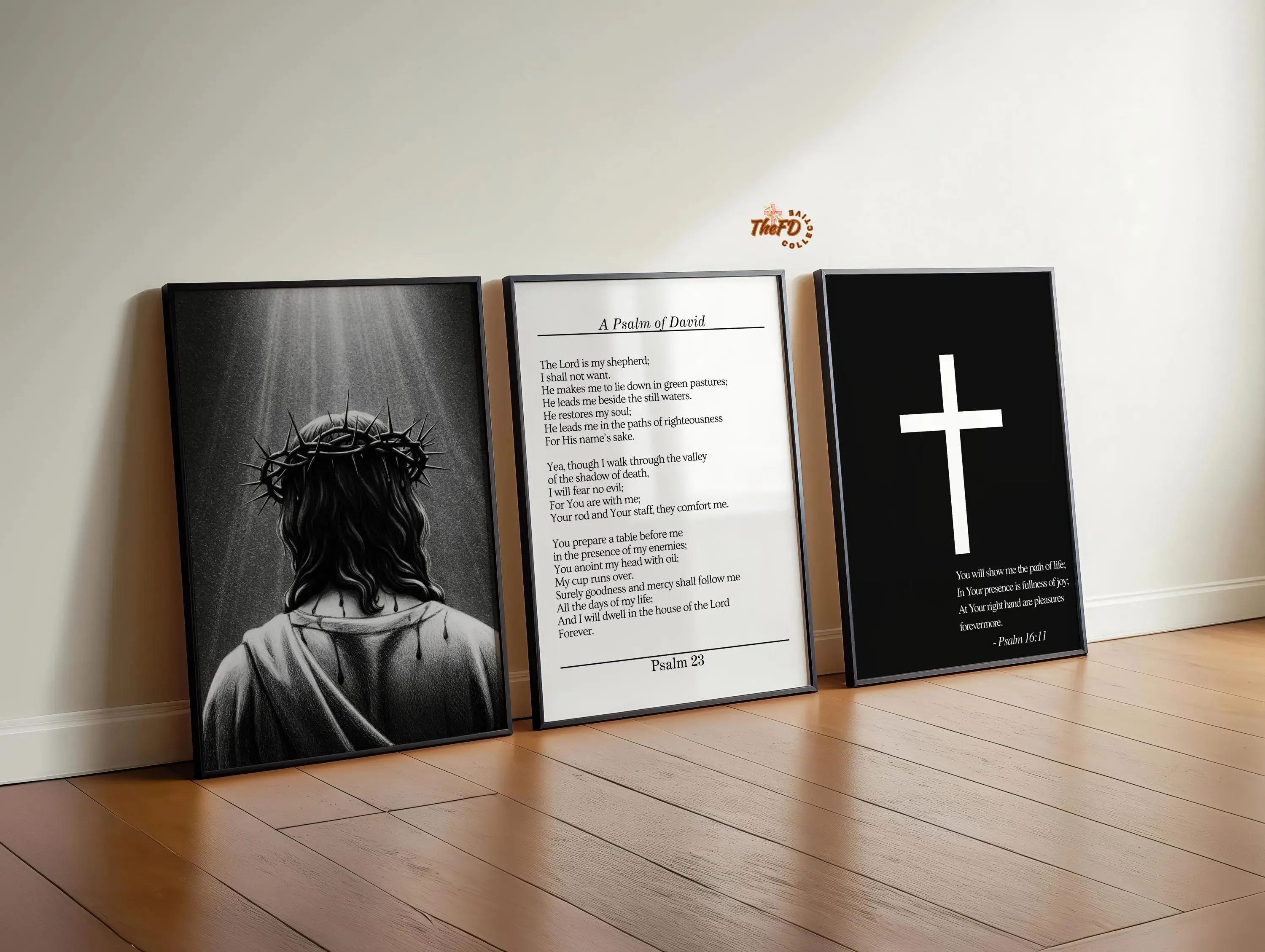 Modern Christian Wall Art, Set of 3 Faith Prints, Jesus Artwork, Bible Verse Bundle, Psalm 23 Scripture Decor, Easter Printable Poster