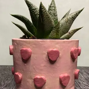 Pink Heart Ceramic Planter
