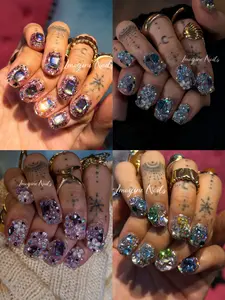 Imagine Nails Flash nail art｜Customize colour Originail design nail｜Swarovs K9 High level Diamond nails ｜ Handmade Press on nails | Reusable | Salon Quality,Long Lasting,Unique Design | Give rings
