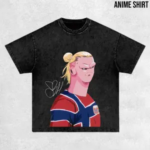 Vintage Haaland Majin Buu Anime Graphic Tee | Oversized Acid Wash Football Meme T-Shirt Heavyweight Streetwear