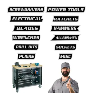 12 Pack of Magnetic Toolbox Labels, 3D-Printed Tool Box Labels, General Tool Box Organize Accessories, Reusable Tags for Steel Toolboxes, Carts, Drawers, and Cabinets, Magnetic Item(Black)