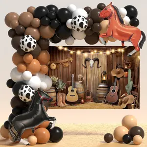 Western Cowboy Balloons Garland Arch Kit Racing Horse Balloons for Western Cowboy Birthday Decorations - Horse Balloon Arch for Western Cowboy Party Decorations