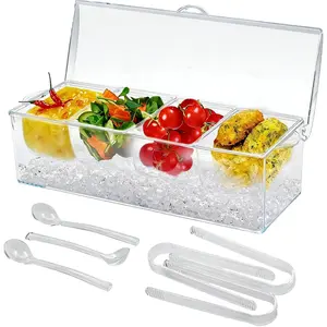 4 Compartments Condiment Garnish Fruit Tray Bar Caddy, Serving Caddy for Bartenders Home Bar Parties Bartending