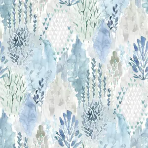 RoomMates Watercolor Tree Mosaic Blue Peel and Stick Wallpaper