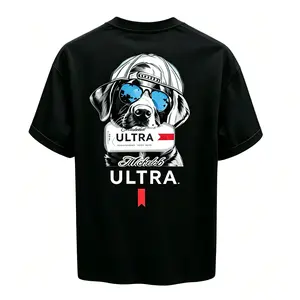 Michelob Ultra Cool Dog Men's Loose Fit T-Shirt, 180g Soft Cotton Short Sleeve Crewneck Tee, Casual Graphic Shirt with Sunglasses & Cap Design, Everyday Comfort Top  Vintage  Retro  Y2k