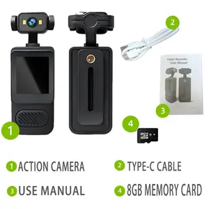 Y2 action camera, 4K body worn camera, clip on camcorder, rotatable lens camera, night vision action cam, portable vlogging camera, cycling camera, hiking camera, body camera for law enforcement