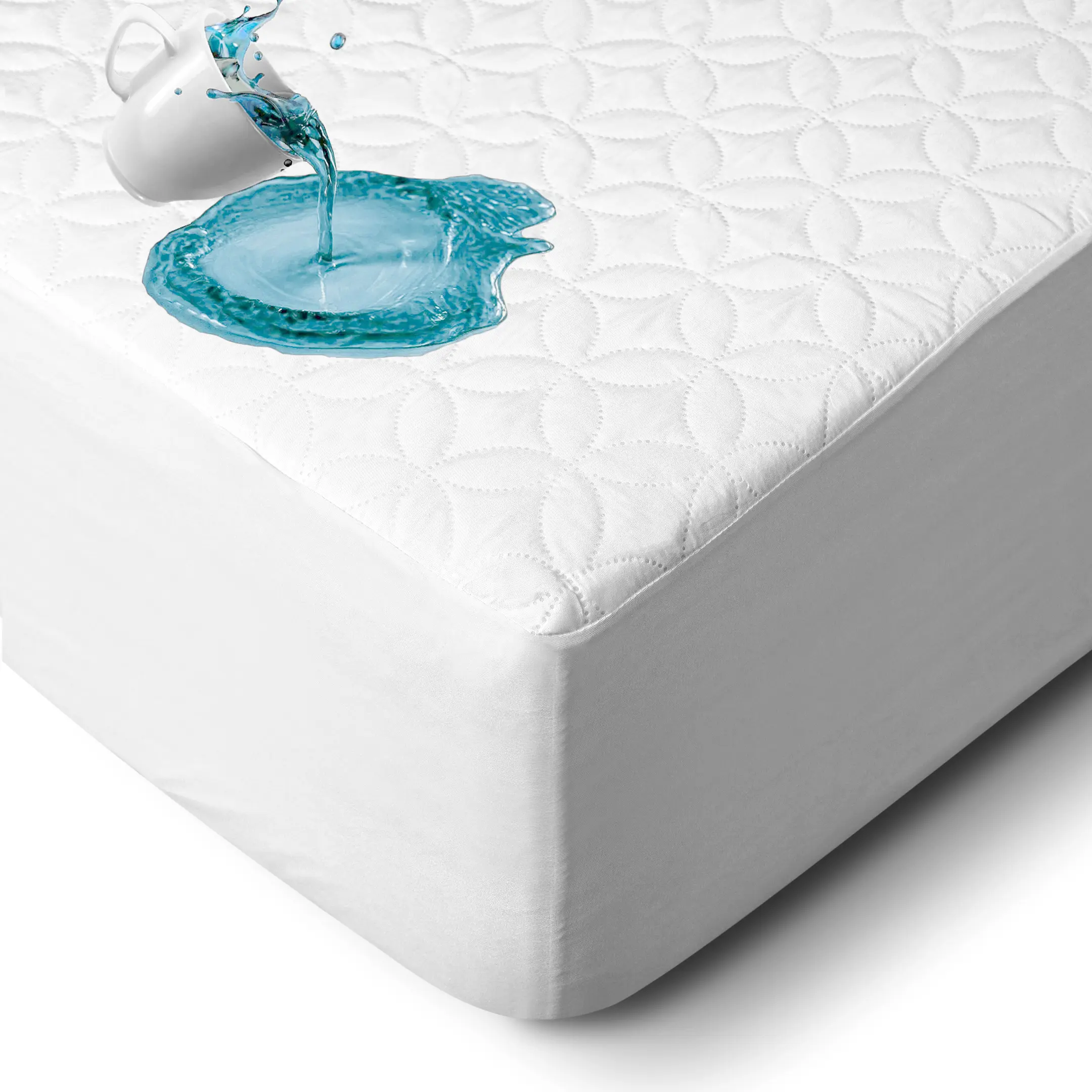 Waterproof Quilted Mattress Cover Stretchable Fitted Deep Pocket up to 12 in Durable Fitted Bed Cover Twin Full Queen King Size Mattress Protector