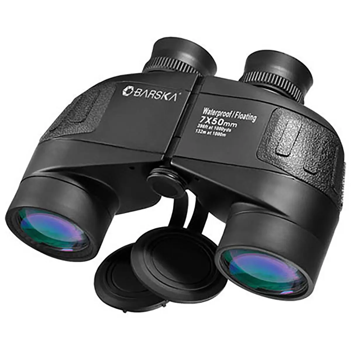 Barska 7x50 WP Floating Battalion Water Proof Porro Prism Binocular with 7.5 Degree Angle of View & Internal Rangefinder Reticle, Individual Focus