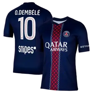 Unisex Soccer/Football PSG Team Dembélé #10 Champions League/Ligue 1 2025/26 Home/Away Replica Jersey - Navy/White/Red