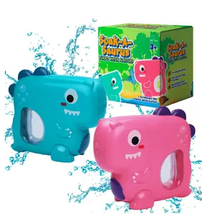 USA Toyz T-Rex Dino Water Blaster, Rechargeable Electric Fast-Fill Water Squirt Toys for Kids Ages 3+, Blue & Pink (2-Pack)
