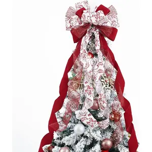Red Bows Christmas Decorations Large Red Christmas Bow 12" Wide Red  Christmas Bows Red and White Christmas Tree Topper Red Christmas Bows Red Bows for Christmas Tree (1 Pack)