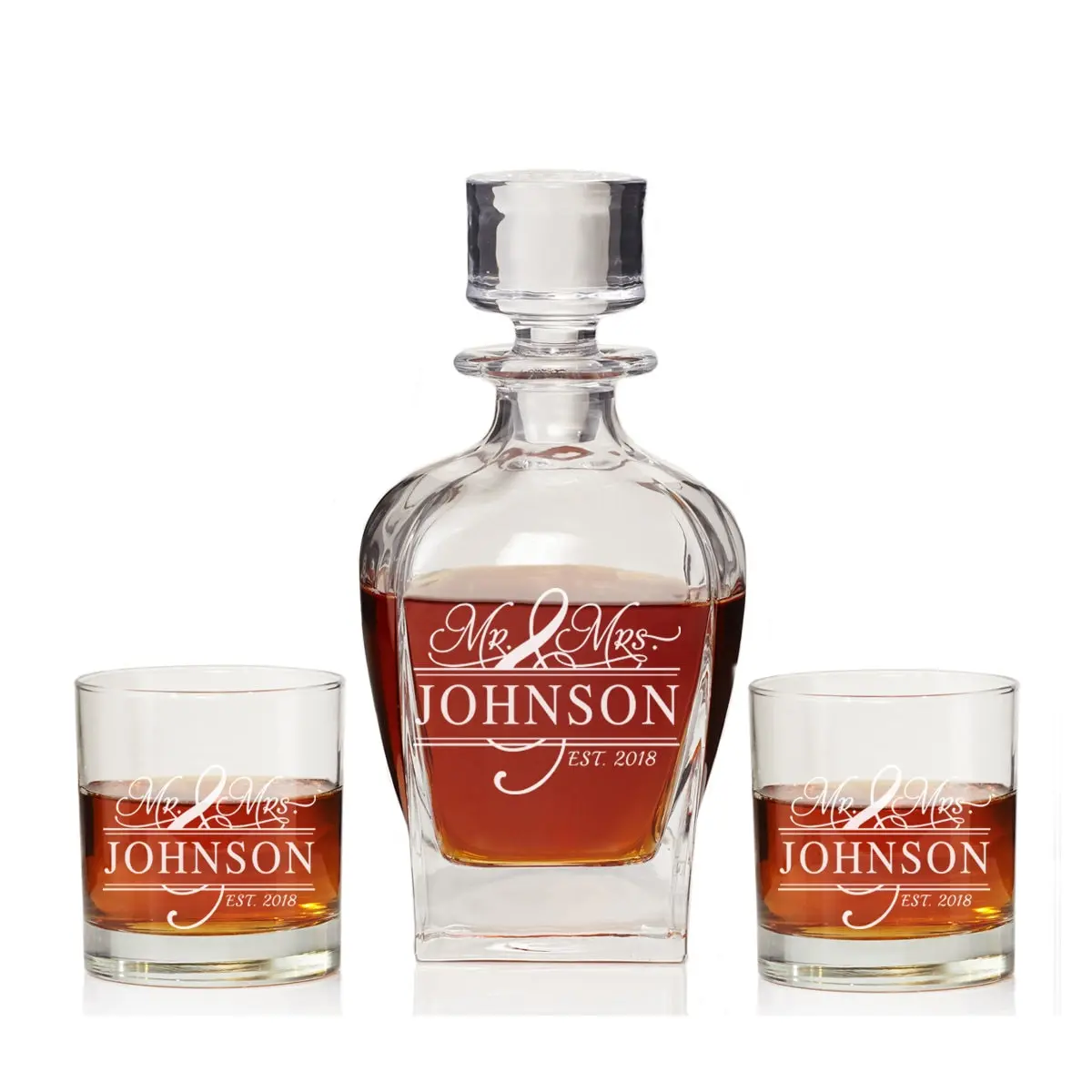 Personalized Mr. and Mrs. Whiskey Decanter, Personalized Wedding Gift Decanter, Personalized Decanter Gift, Engraved Wedding Decanter Gift