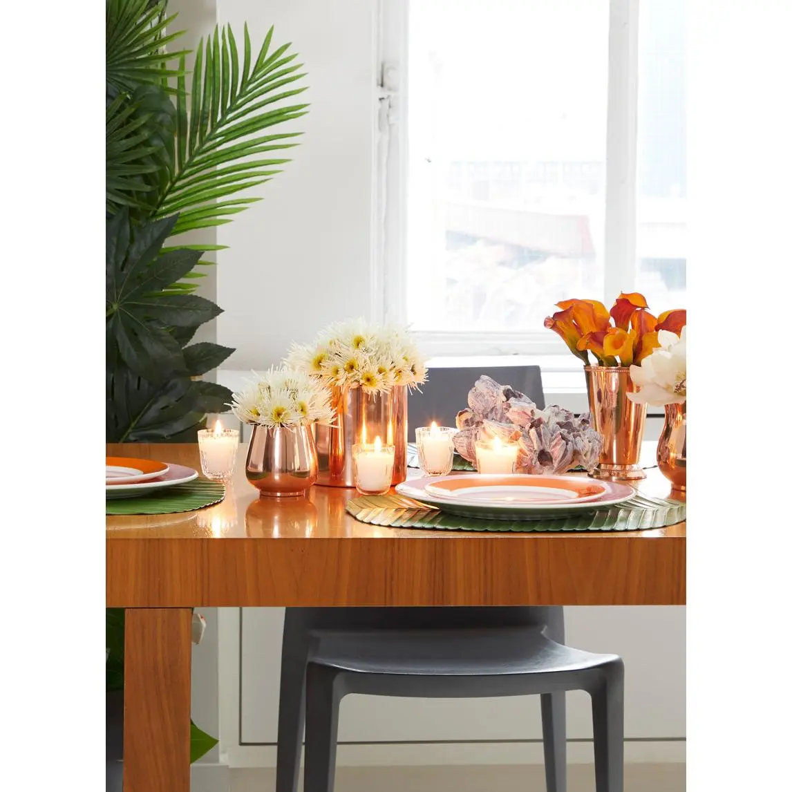 Shiny Copper Cylinder Vase Collection