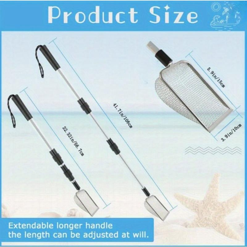 Retractable Stainless Steel 2pcs Set of Beach Sieves - Suitable for Beach Treasure Hunting, Picking up Shells, Conch Shells, Beach Grooming - Also Can be Used as a Cat Litter Shovel