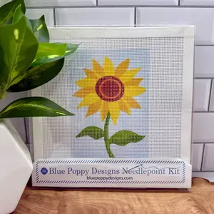 Sunflower Needlepoint Kit (on light blue)
