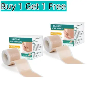 Buy 1 Get 1 Free-Silicone Scar Sheets,Silicone Scar Tape(1.6"X 59" Roll-1.5M) For Surgical Scars, Reusagble Effective Removal Silicone Scar Removal Strips For Surgical,C- Section, Tummy Tuck