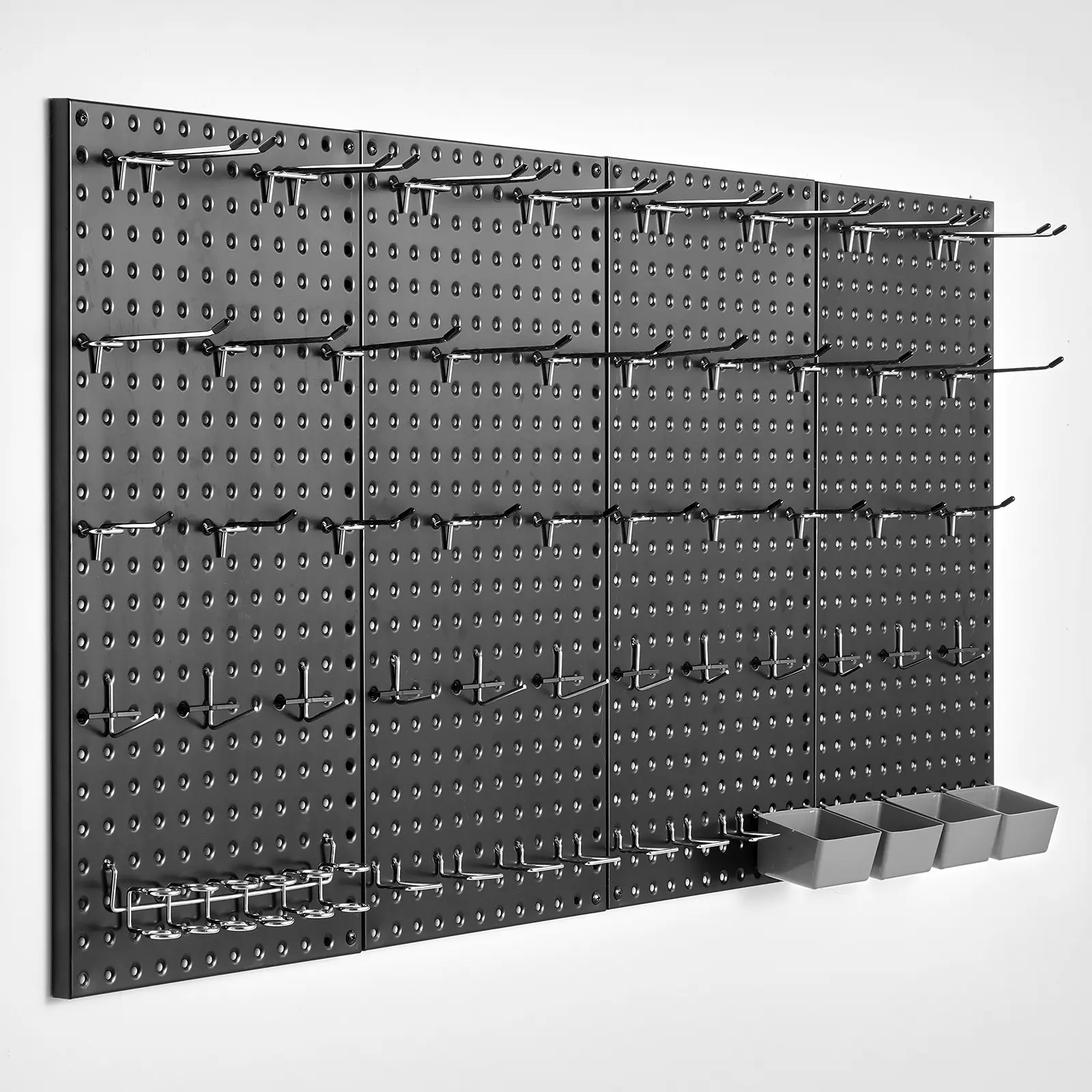【DealsForYouDays】VEVOR Metal Pegboard Panels, 24" x 12" Pegboard, 4 Panels, Heavy Duty Peg Board Wall Organizer with Accessories, for Living Room Garage Tool Storage Office Organization Craft Room Kitchen Home, Black