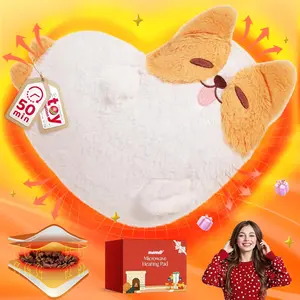 Corgi Microwavable Unscented Volcanic Rock Heating Pad 0.75lbs 50Minute Lasting Warmth Perfect Fit Heatable Stuffed Animals Plush for Period Cramps Menstruation Stress Relief Gifts for Girls Women