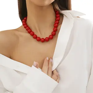 Stylish Acrylic Beaded Necklace Beads Chain Handmade Choker