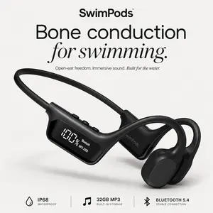Swimpods Open-Ear Earbuds, Designed for Swimming - Wireless IPX8 Waterproof 32GB with Built-In MP3 Player for Underwater Swimming