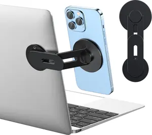 Magnetic Phone Holder for Laptop, MagSafe Laptop Phone Mount for iPhone 17/16/15/14/13/12 & All Phones, 180°Adjustable Phone Side Mount for Monitors for Tesla (Black),summervibes