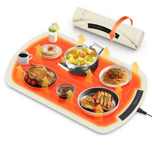 KISSAIR Electric Food Warmer Mat - 7 Temp Settings (104-212°F) with Child Lock, 1-5H Timer, 250W Low Energy, Portable Silicone Mat for Keeping 5-6 Plates Warm, Ideal for Food, Wine, Milk versatile food warmer