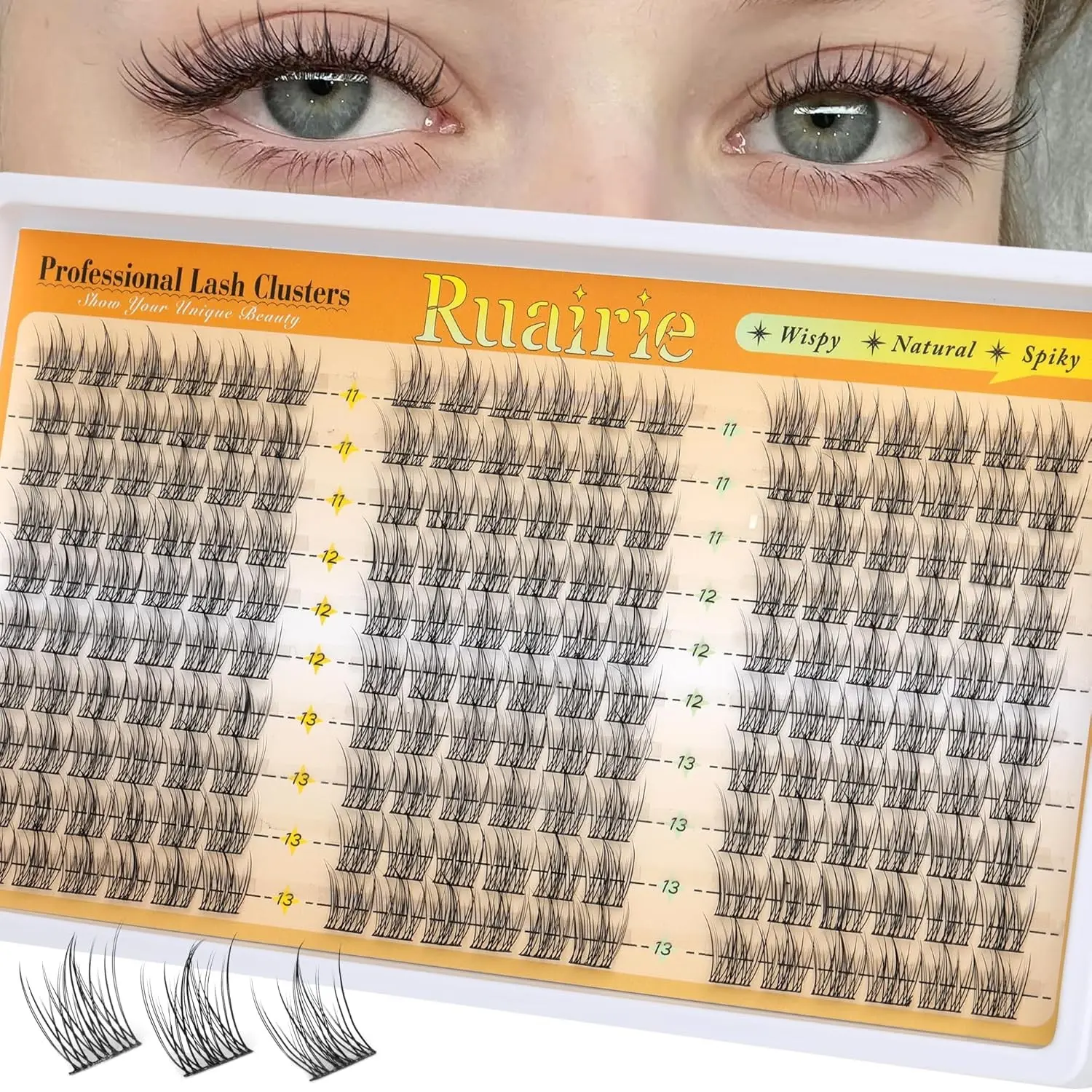 Natural Eyelash Clusters Cartoon Cluster Lash Extensions 180 Pieces, Fine C-Curl Lashes 11-13mm, Volume Lashes, Home DIY Operation, Individual Use, Cosmetic Eyelash, Fluffy Eyelash Clusters, Beauty Eyelash Clusters, Cluster Eyelashes
