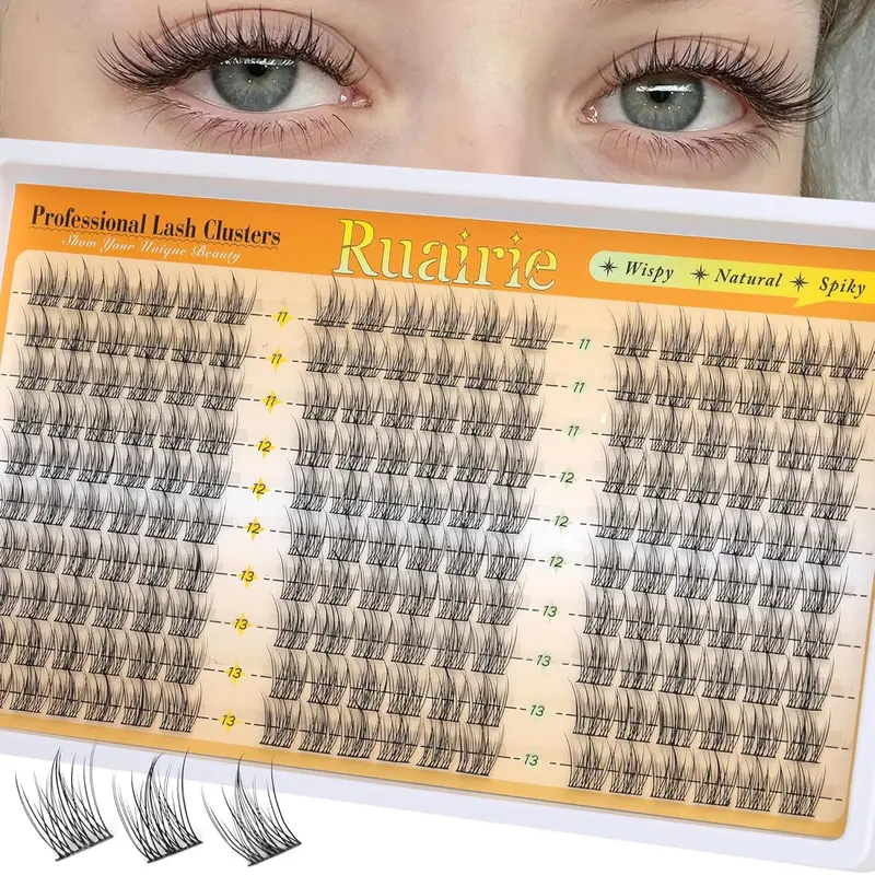 Natural Eyelash Clusters Cartoon Cluster Lash Extensions 180 Pieces, Fine C-Curl Lashes 11-13mm, Volume Lashes, Home DIY Operation, Individual Use, Cosmetic Eyelash, Fluffy Eyelash Clusters, Beauty Eyelash Clusters, Cluster Eyelashes