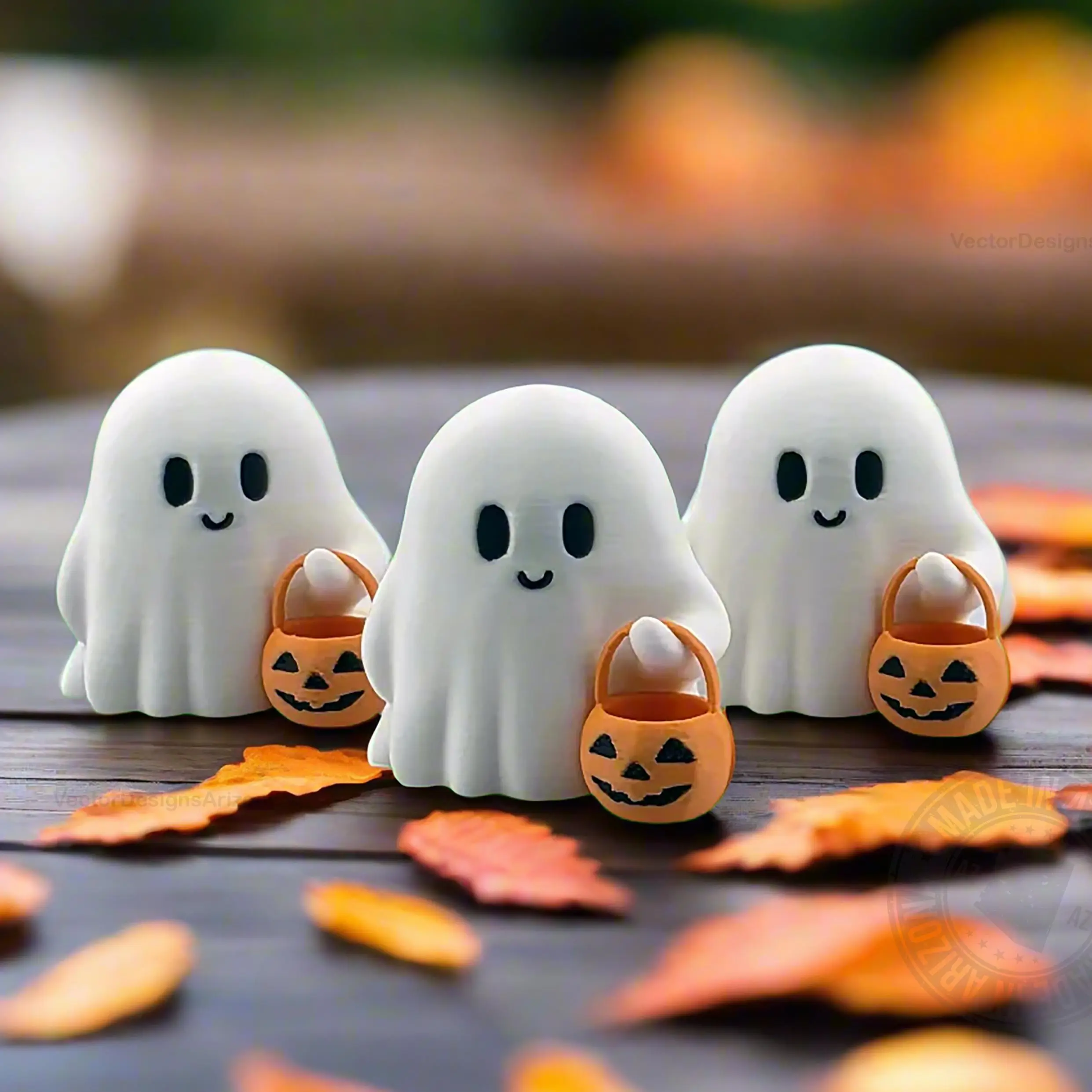 Cute Tiny Trick or Treat Ghost Halloween Decoration Desk Display - Spooky Bookshelf Decor Ornaments for Fall Accent Home Gift Adorable 3D Printed Figu