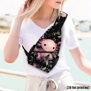 Cute Pink Axolotls Hiking Backpack, Crossbody Shoulder Bag, Single Shoulder Chest Bag, Adjustable Shoulder Strap, Large Capacity, Suitable for Men And Women Outdoor Cycling And Hiking