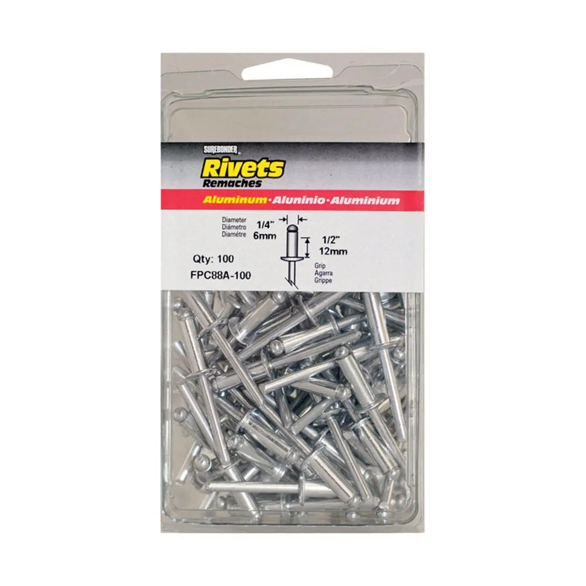 Surebonder Long Rivets, 1/4 in. Diameter Fasteners with Max Grip for General Purpose Use and Houseware Supplies