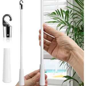 Blind Wand Replacement with Hook, 17 Inches White Fiberglass Blind Wand, Mini Blind Wand Replacement, Blind Tilt Wand for Window Pull Supplies (1 Pcs)