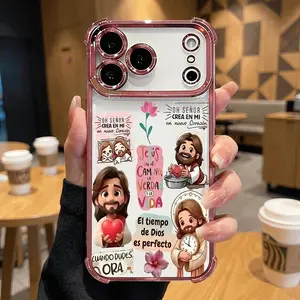 Fundas De Teléfono De Jesús Con Corazón, Antigolpes Y Transparente, Compatible Con iPhone 11 12 13 14 15 16 17 Pro Max Plus Y Air, Regalos Cristianos DDSJ-26040401