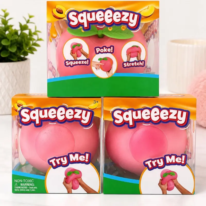 Squeeezy Peach Squishy Stress Toy - Slow Rise Stress Relief Squishy, Compact Size, Calming Moments, Enhances Focus, Sensory Fidget Toy for Fidgeting, Suitable for 3+ Years, Decompression Squeeze