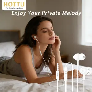 【HOTTU】HF01  Wireless Earbuds Hf01, Charging Anxiety-Free Design, Line Length 1.2m, In-Ear/flat Head Style, 360-Degree Surround Sound, Includes S/m/l Ear Tips